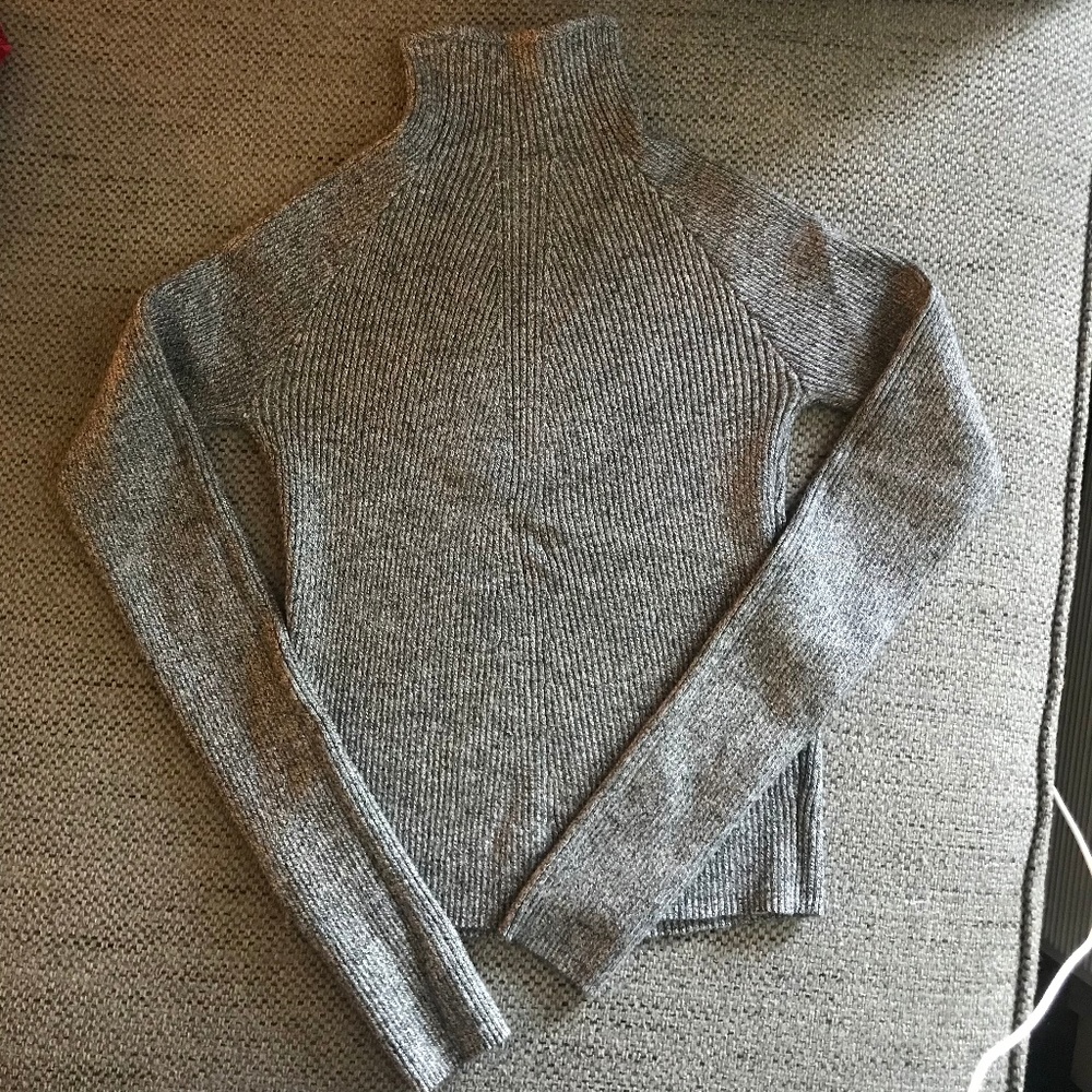 Bershka Mock Neck Ribbed Knit Sweater